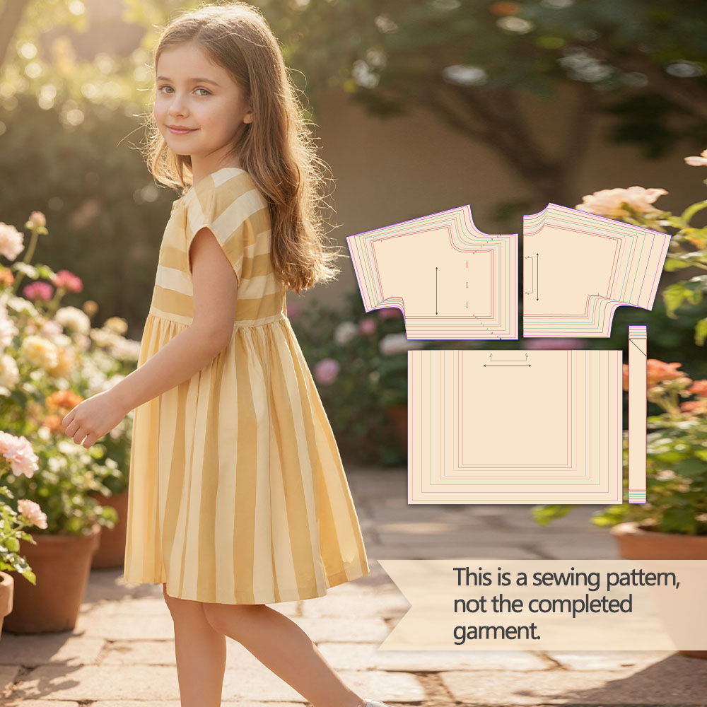 Baby Clothing Patterns - Striped Button-Front Sleeveless Dress Sewing Pattern,