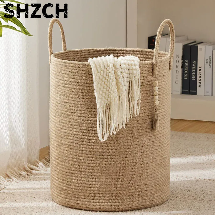 Baby Clothing Hamper - Large Storage Basket Tall Woven Decorative