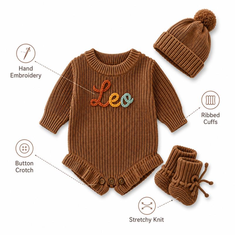 Personalized Baby Knit Romper  - đánh giá và giá Baby Clothing Name